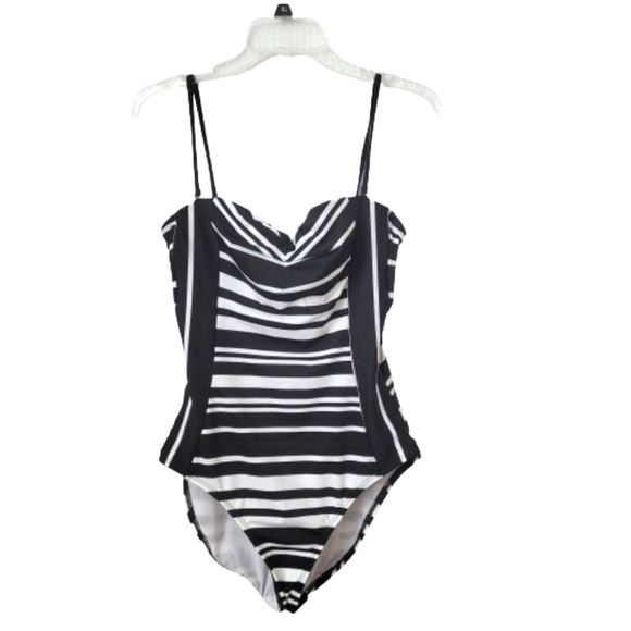 Kenneth Cole New York Other - NWOT Kenneth Cole Black & White  Stripe 1 Pc Swimsuit, Sz L